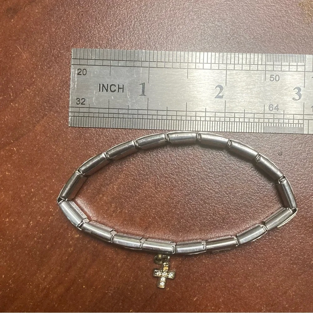 CLAIRE'S unfinished silver color bracelet with cross charm